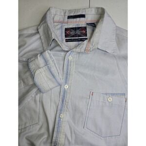 ENGLISH LAUNDRY Men's Blue And White Long Sleeve Shirt Size Large Flip Cuff -433